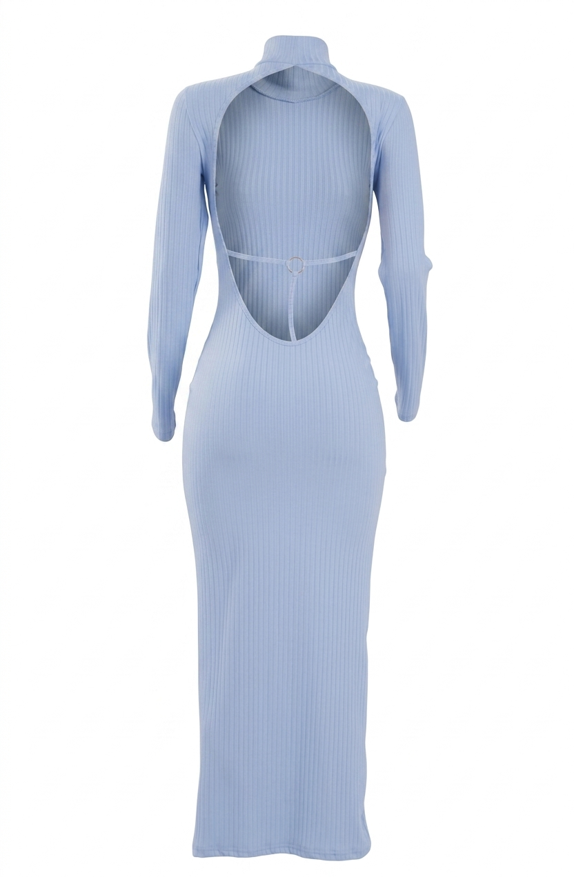 Blue Long Sleeve Bodycon