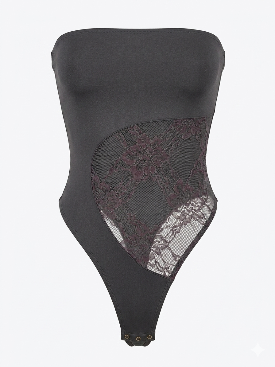 Black One Piece Swimsuit (No LACE, just mesh)